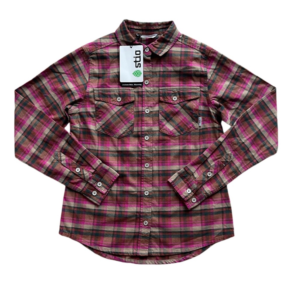 Stio Backyard Berry Plaid Button Up